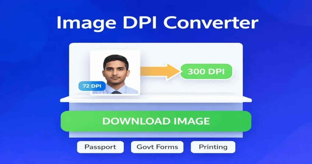 Image DPI Converter tool to change image DPI for passport photos, government forms, and printing online