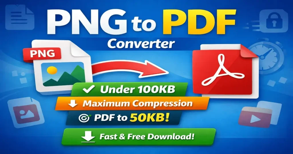 PNG to PDF converter tool that converts PNG images to PDF under 100KB with maximum compression